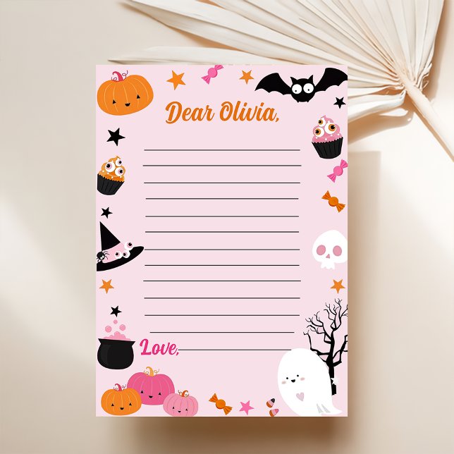 Spooky Halloween Cute Pink Time Capsule Note Mess Thank You Card (Creator Uploaded)