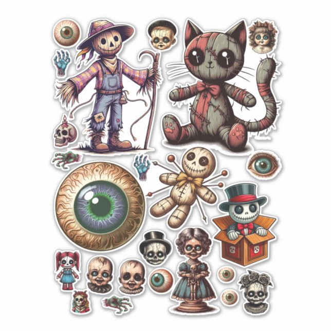 Spooky Halloween dark horror ARt Collage sheet  Sticker (Front)