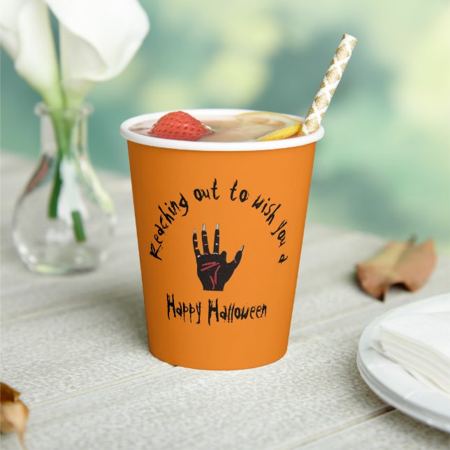 Spooky Halloween Dead Hand Paper Cups (Insitu)