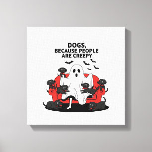 Spooky Halloween Dog Spooky Ghost 23 Canvas Print