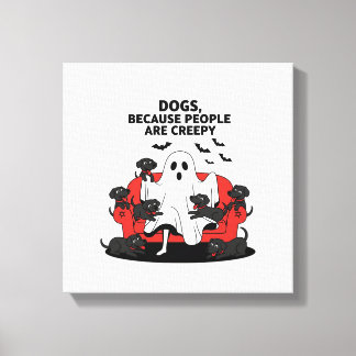 Spooky Halloween Dog Spooky Ghost 23 Canvas Print