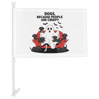 Spooky Halloween Dog Spooky Ghost 23 Car Flag