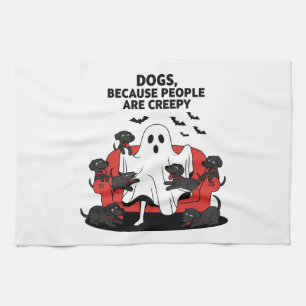 Spooky Halloween Dog Spooky Ghost 23 Kitchen Towel