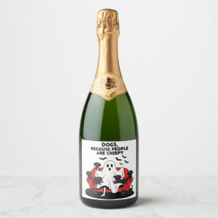 Spooky Halloween Dog Spooky Ghost 23 Sparkling Wine Label
