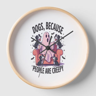 Spooky Halloween Dog Spooky Ghost (2) Clock