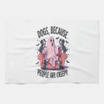 Spooky Halloween Dog Spooky Ghost (2) Kitchen Towel