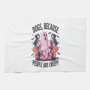 Spooky Halloween Dog Spooky Ghost (2) Kitchen Towel