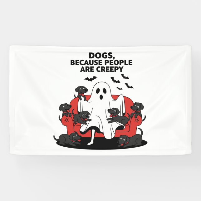 Spooky Halloween Dog Spooky Ghost Banner (Horizontal)