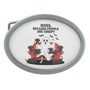 Spooky Halloween Dog Spooky Ghost Belt Buckle