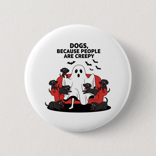 Spooky Halloween Dog Spooky Ghost Button (Front)