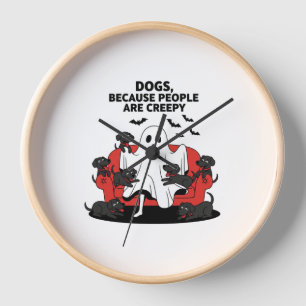 Spooky Halloween Dog Spooky Ghost Clock