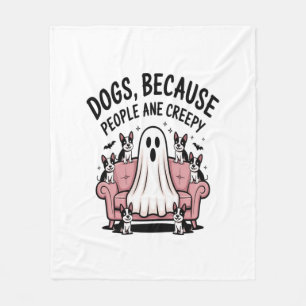 Spooky Halloween Dog Spooky Ghost Fleece Blanket