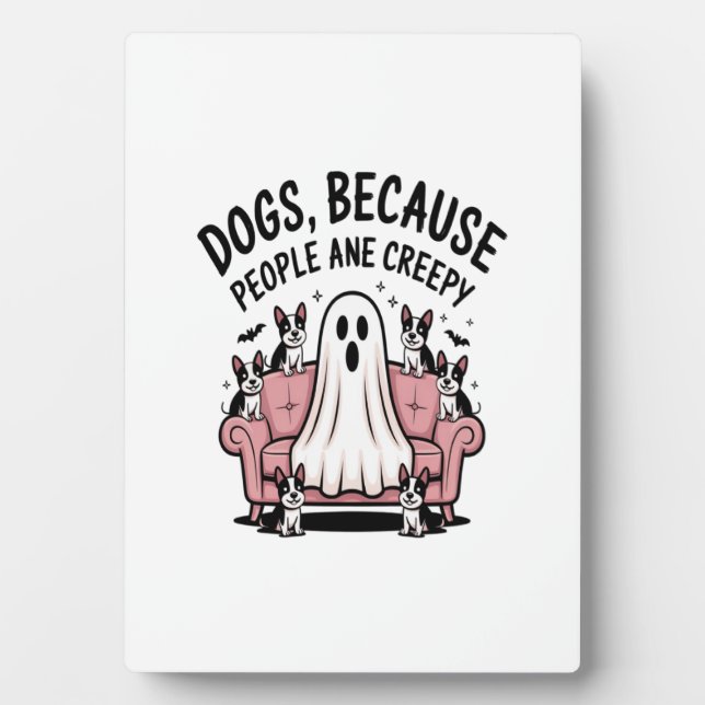 Spooky Halloween Dog Spooky Ghost Plaque (Front)