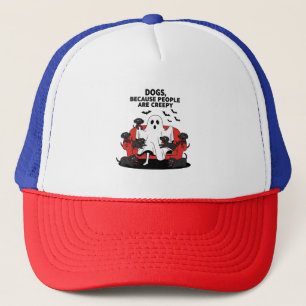 Spooky Halloween Dog Spooky Ghost Trucker Hat