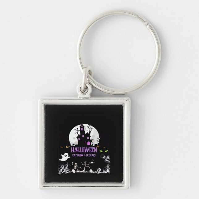 Spooky Halloween Eat Drink And Be Scary Classic Keychain (Front)