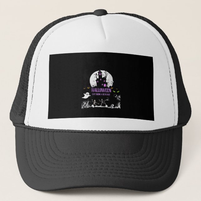 Spooky Halloween Eat Drink And Be Scary Classic Trucker Hat (Front)