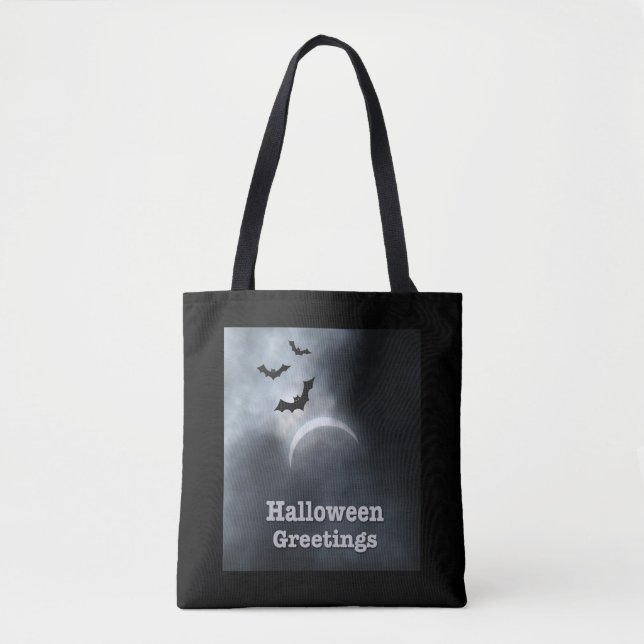 Spooky Halloween Eclipse Greetings Tote Bag (Front)