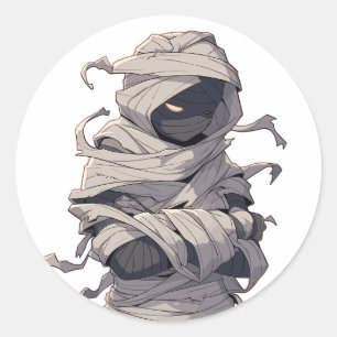 Spooky Halloween Egyptian Mummy Arms Crossed Classic Round Sticker