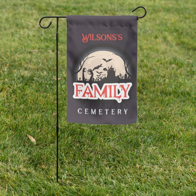 Spooky Halloween Family Custom Name Cemetery Garden Flag (In SItu)
