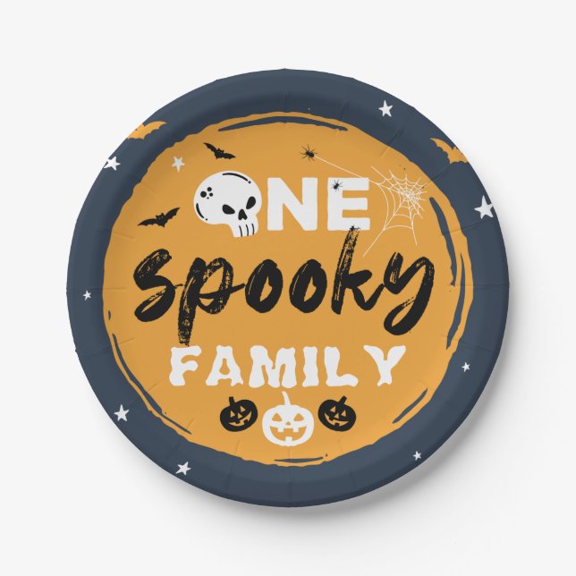 Spooky Halloween Family Matching Trick or Treat Paper Plates (Front)
