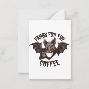 Spooky Halloween Fangs For the Coffee Caffeine Note Card