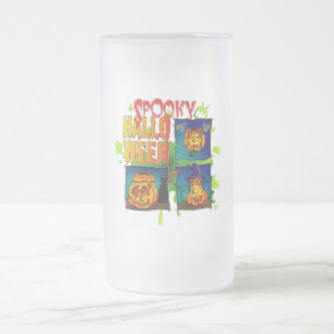 Spooky Halloween Frosted Glass Beer Mug