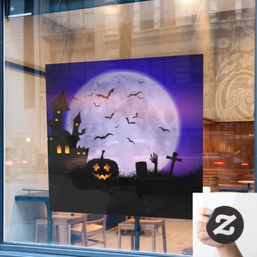 Spooky Halloween Full Moon Haunted Mansion Window Cling