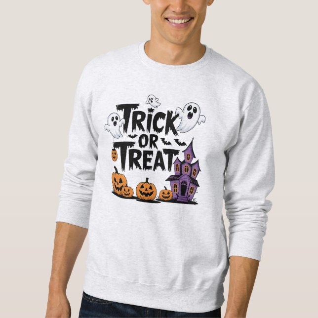 Spooky Halloween fun with ghosts & pumpkins Sweatshirt (Front)