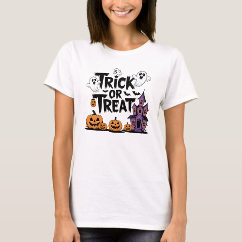 Spooky Halloween fun with ghosts  pumpkins T_Shirt