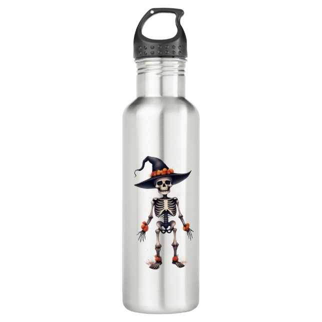 Spooky Halloween  – Funny Skeleton Stainless Steel Water Bottle (Front)