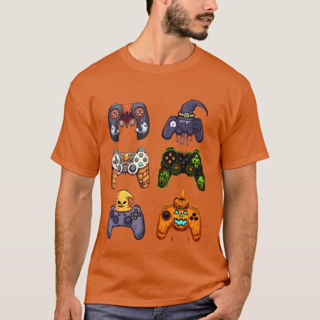 Spooky Halloween Gaming Controllers Halloween boy T-Shirt (Front)