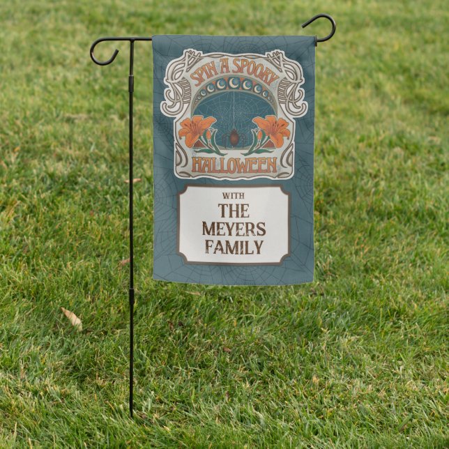 Spooky Halloween Garden Flag with Name (In SItu)