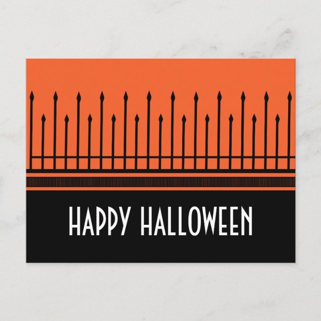 Spooky Halloween Gate Postcard, Orange Postcard (Front)