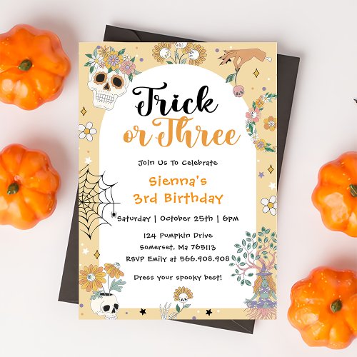  Spooky Halloween Ghost 3rd Birthday Party Invitation