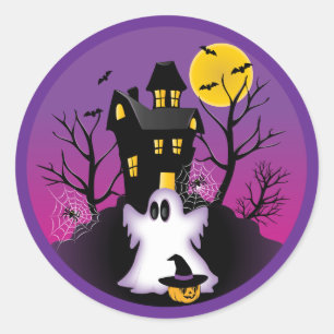 Spooky Halloween Ghost Classic Round Sticker
