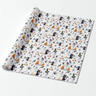 Spooky Halloween Ghost Creepy Pumpkin Scary Cat  Wrapping Paper