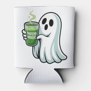 Spooky Halloween Ghost Drinking Matcha Drink Can Cooler