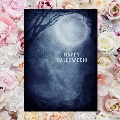 Spooky Halloween Ghost Full Moon at Night
