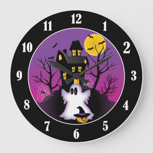 Spooky Halloween Ghost Large Clock