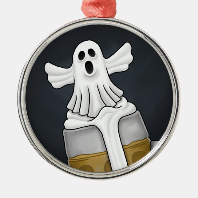 Spooky Halloween Ghost  Metal Ornament (Front)