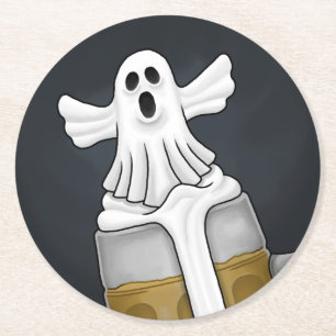 Spooky Halloween Ghost Round Paper Coaster