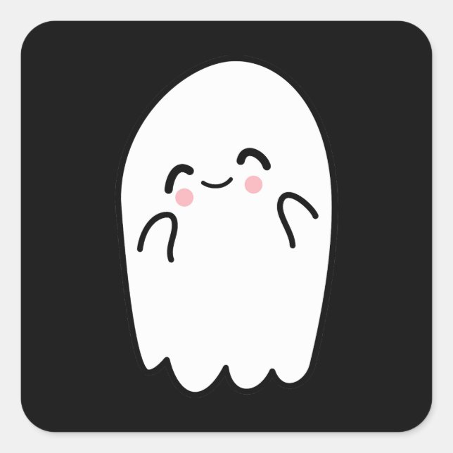 Spooky Halloween Ghost Square Sticker (Front)