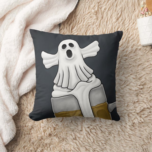Spooky Halloween Ghost  Throw Pillow (Blanket)