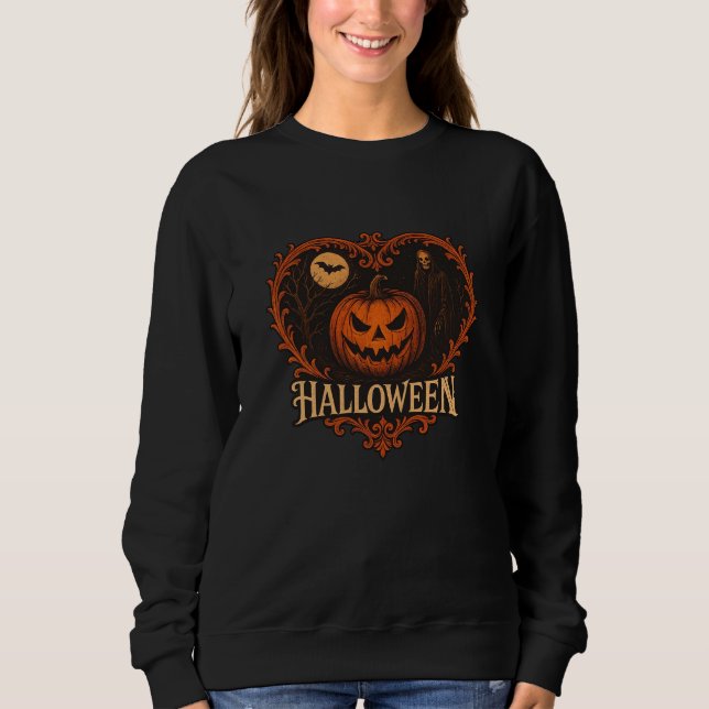 Spooky Halloween Ghost Women's Basic Sweatshirt –  (Front)