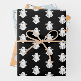 Spooky Halloween Ghost Wrapping Paper Sheets