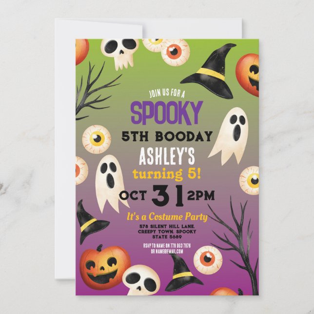 Spooky Halloween Ghosts Birthday Kids Invitation (Front)