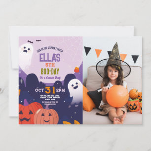 Spooky Halloween Ghosts Birthday Kids Photo Invitation