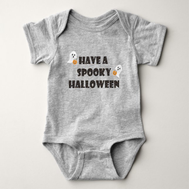 Spooky Halloween Ghosts Halloween Candy Orange Baby Bodysuit (Front)