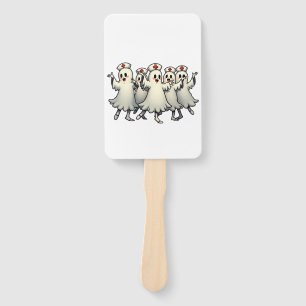 Spooky Halloween Ghosts in Nurse Suits Hand Fan