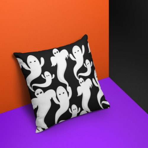 Spooky Halloween Ghosts Throw Pillow